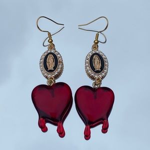 mother mary’s bleeding heart earrings